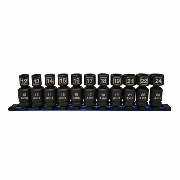 Protectionpro 0.5 in. Drive Nano Pinless Universal Impact Sockets Metric - 11 Piece PR3584549